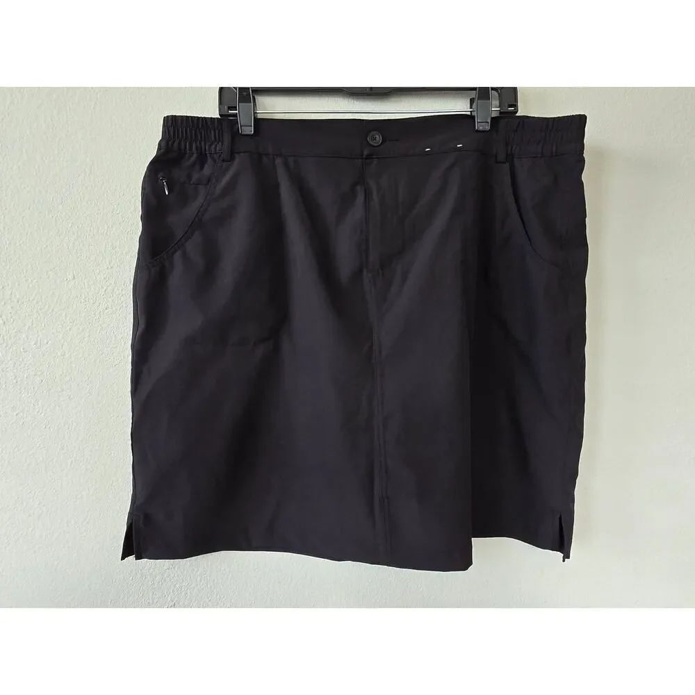 Tilley XXL Black Skort Travel Hiking Golf Athletic Skirt Shorts Stretch Outdoor